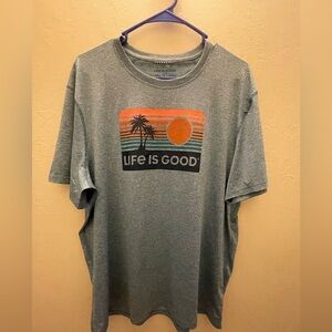 NWOT Life Is Good Men's Gray Tee with Orange Graphic Size Large